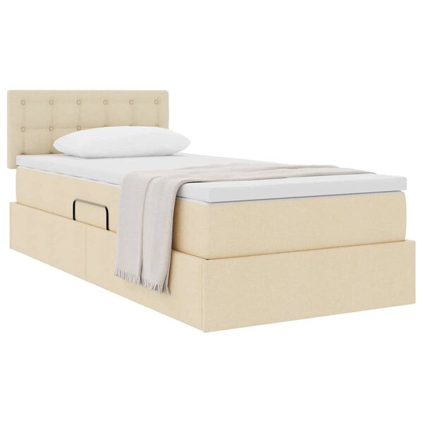 vidaXL Opbergbed met matras met matras Cr&egrave;me 100 x 200 cm Bewerkt hout