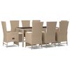 vidaXL 9-delige Tuinset met kussens poly rattan beige