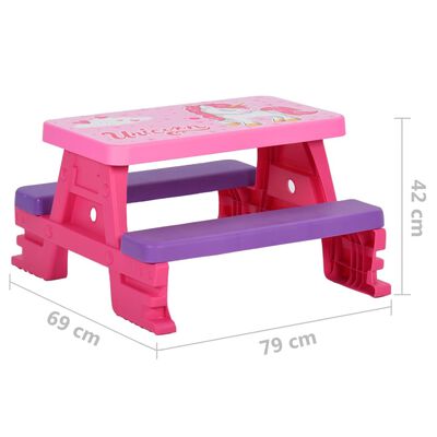 vidaXL Kinderpicknicktafel met banken 79x69x42 cm roze