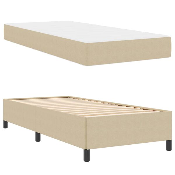 vidaXL Bedframe met matras Lichtgroen Grijs 90 x 190 cm Stof