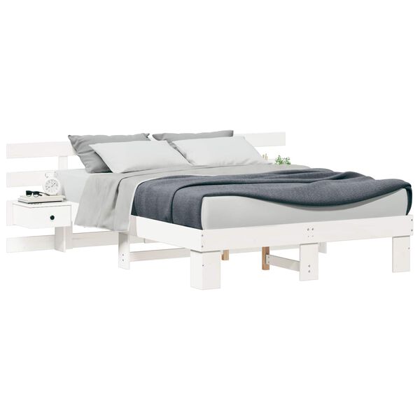 vidaXL Bedframe met hoofdeinde Wit 160 x 200 cm Massief grenenhout