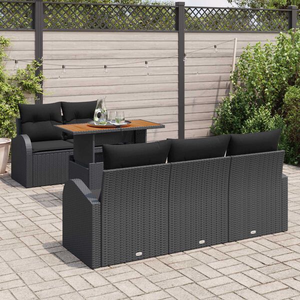 vidaXL Tuin Sofa Set met kussen 6 pcs Zwart