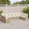 vidaXL Bankstel met kussen 10 pcs Beige Polyrattan