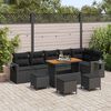 vidaXL Tuinbankenset 10 pcs Zwart poly rattan