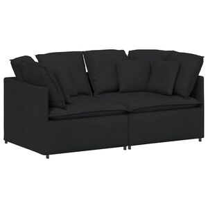 vidaXL Modulaire bank met kussens stof zwart