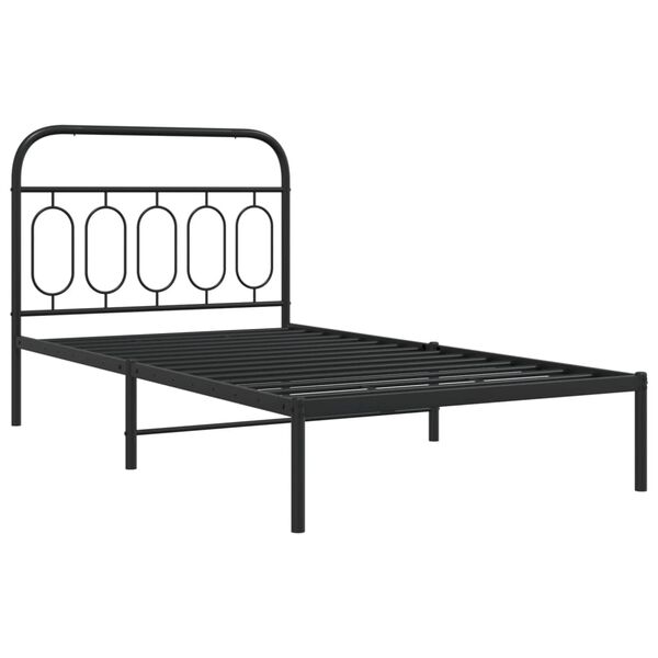 vidaXL Bedframe met hoofdbord metaal zwart 107x203 cm