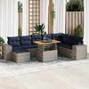vidaXL 9-delige Loungeset met kussens poly rattan grijs