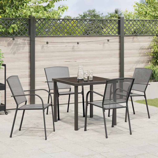 vidaXL Tuin eettafelset 5 pcs Antraciet Gepoedercoat staal