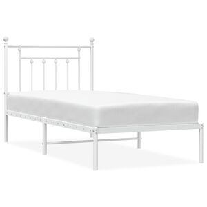 vidaXL Bedframe met hoofdbord metaal wit 90x190 cm