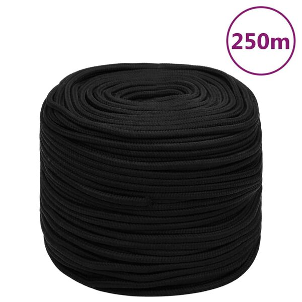 vidaXL Werktouw 10 mm 250 m polyester zwart