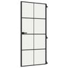 vidaXL Binnendeur smal 93x201,5 cm gehard glas en aluminium zwart