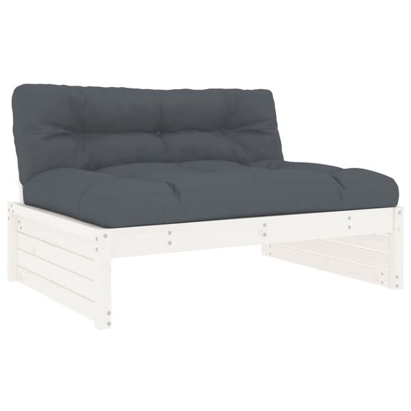 vidaXL 6-delige Loungeset met kussens massief hout wit