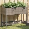 vidaXL Plantenbak met schap poly rattan grijs