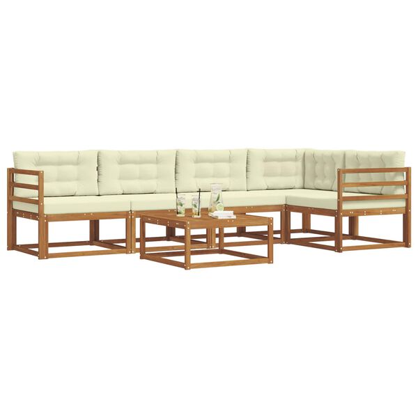 vidaXL Buiten bankenset met kussen 6 pcs Natuurlijk en Cr&egrave;me
