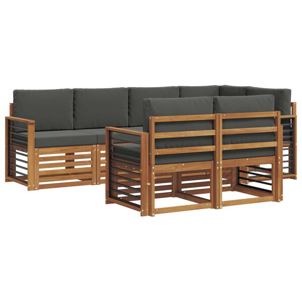vidaXL Sofa-Sets 7 pcs Natuurlijk en Antraciet Massief Acaciahout