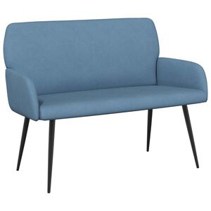 vidaXL Tweezitsbank met metalen poten 2-zits Blauw Katoen Stof