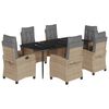 vidaXL 7-delige Tuinset met kussens poly rattan gemengd beige