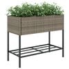 vidaXL Plantenbak met schap poly rattan grijs