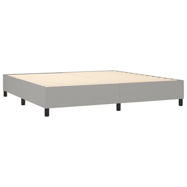 vidaXL Boxspring met matras stof lichtgrijs 200x200 cm