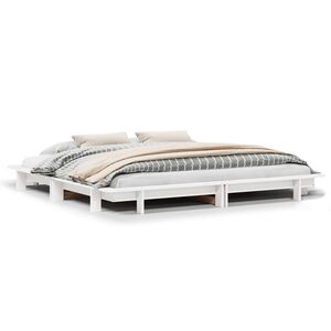 vidaXL Bedframe zonder matras massief grenenhout wit 180x200 cm