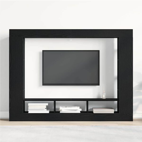 vidaXL TV-kast Zwart eiken 152 x 22 x 113 cm Bewerkt hout