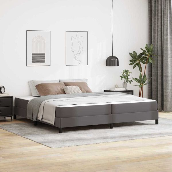 vidaXL Bedframe met matras Grijs 200 x 200 cm Stof