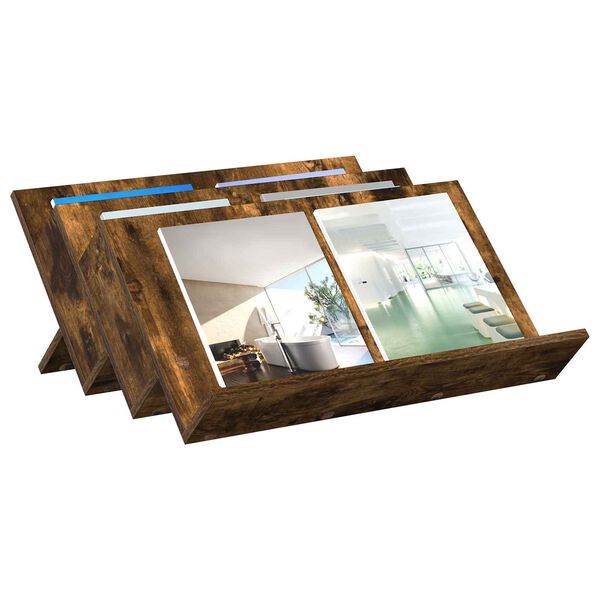 vidaXL Tijdschrift Rek Gerookt eiken 65 x 53 x 28,5 cm Bewerkt hout