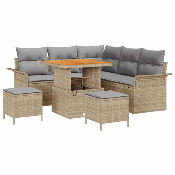 vidaXL Tuin Sofa Set 8 pcs Beige poly rattan