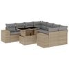 vidaXL 9-delige Loungeset met kussens poly rattan beige