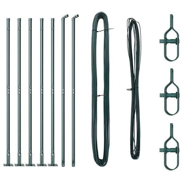 vidaXL Afrasteringspaal 7 pcs Groen Staal