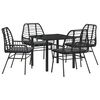 vidaXL Tuin eettafelset 5 st Zwart poly rattan