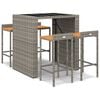 vidaXL 5-delige Tuinbarset poly rattan en massief acaciahout grijs