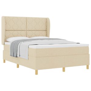 vidaXL Boxspringbed met Matras Donkergrijs 90x190 cm Cr&egrave;me Stof