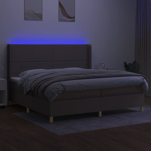 vidaXL Boxspring met matras en LED stof taupe 200x200 cm