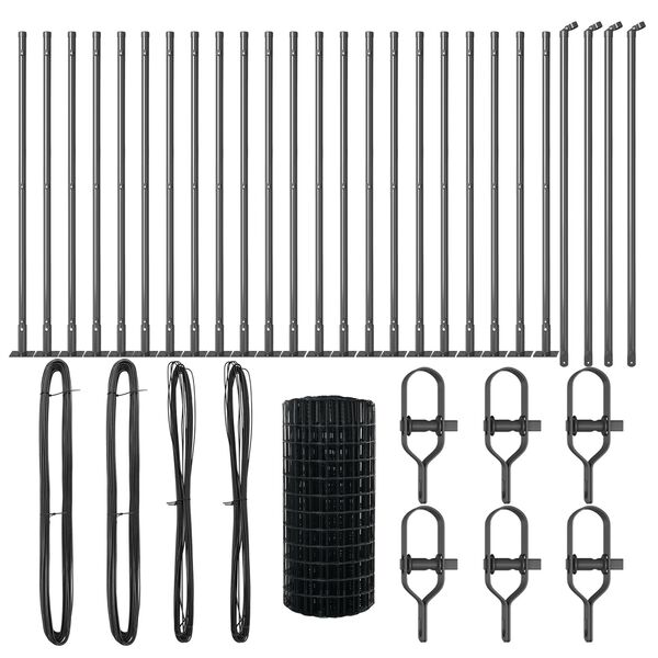 vidaXL Hek met Paal Grijs 0,4 x 50 m Staal en PVC