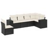 vidaXL 6-delige Loungeset met kussens poly rattan zwart