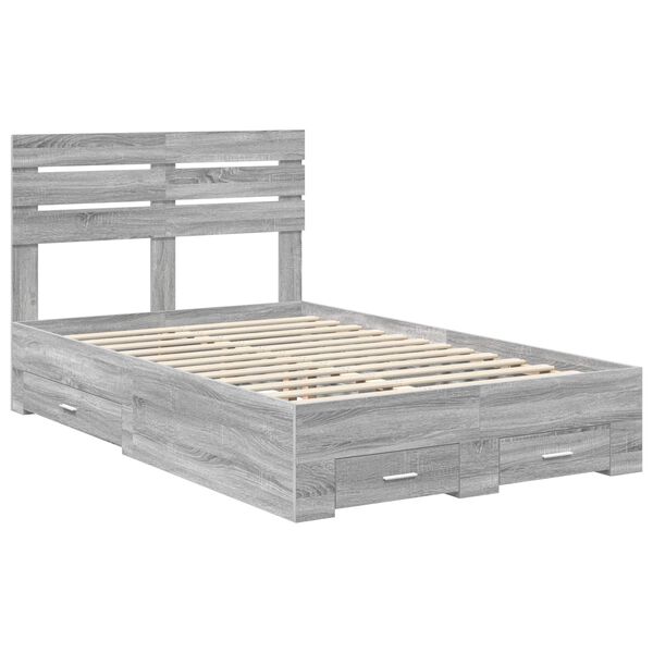 vidaXL Bedframe met lade met hoofdeinde met opslag Bewerkt hout