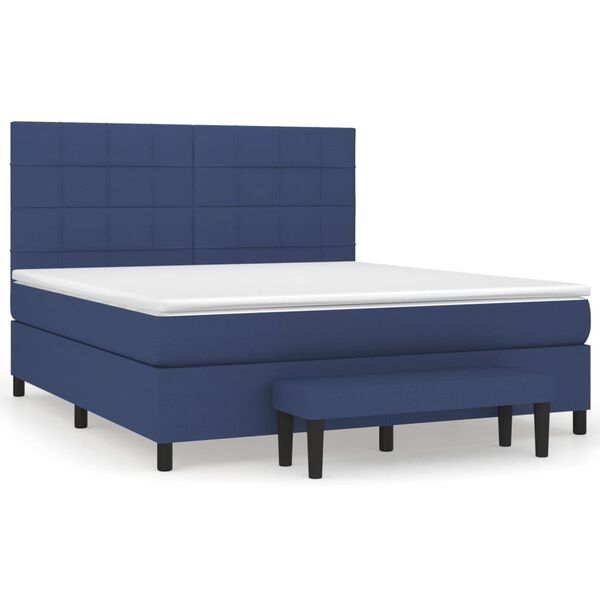 vidaXL Boxspring met matras stof blauw 160x200 cm