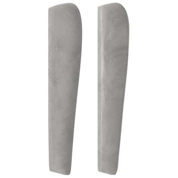 vidaXL Hoofdbord met randen 183x23x118/128 cm fluweel lichtgrijs