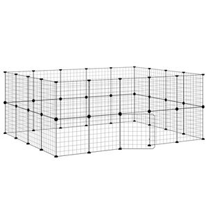 vidaXL Huisdierenkooi met deur 36 panelen 175x140x70 cm staal zwart