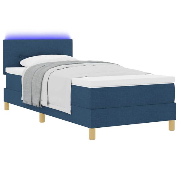 vidaXL LED Box Spring Bed met matras met LED Blauw 90 x 190 cm Stof