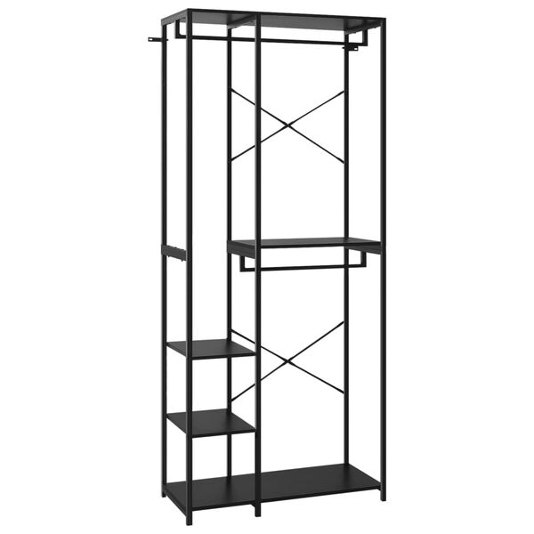 vidaXL Kledingkast 90x40x213 cm metaal en spaanplaat zwart