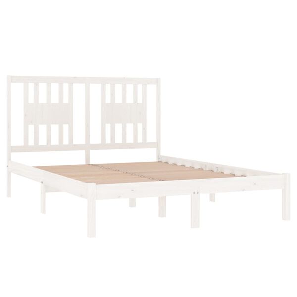 vidaXL Bedframe massief hout wit 120x190 cm