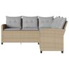 vidaXL Loungebank met kussens L-vormig poly rattan beige