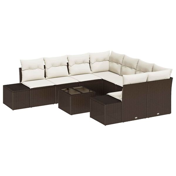 vidaXL Tuin Sofa Set met kussen 9 pcs Bruin poly rattan