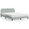 vidaXL Bed met matras "Dover" fluweel lichtgrijs 140x200 cm