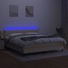 vidaXL Boxspring met matras en LED stof cr&egrave;mekleurig 180x200 cm