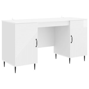 vidaXL Bureau met plank Hoogglans Wit 142,5 x 50 x 75 cm Bewerkt hout