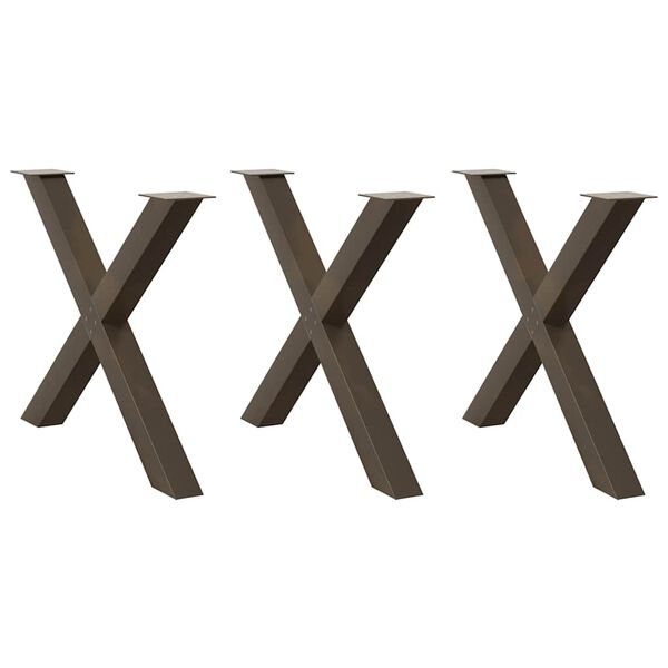 vidaXL Eettafelpoten 3 st X-vormig 90x(72-73) cm staal naturel
