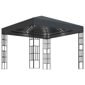 vidaXL Prieel met LED-lichtslinger 3x3 m antracietkleurig
